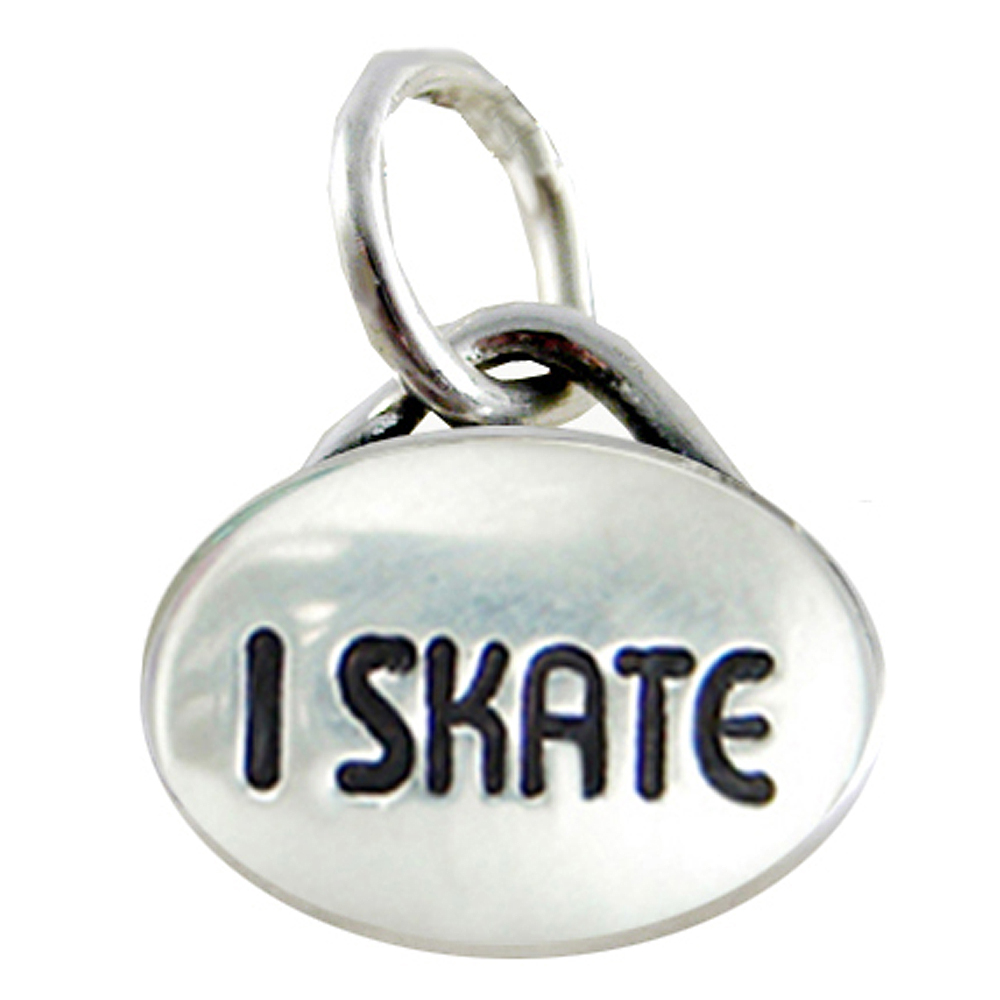 Sterling Silver I Skate Message Word Charm