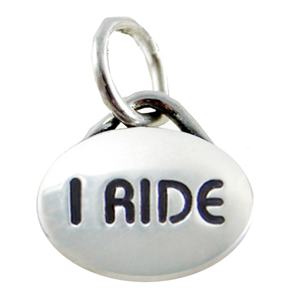 Sterling Silver I Ride Message Word Charm