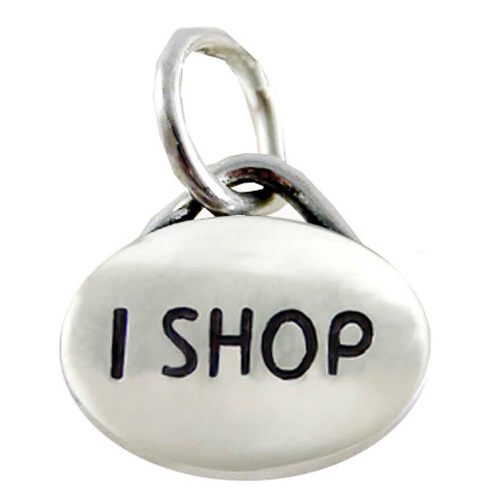Sterling Silver I Shop Message Word Charm