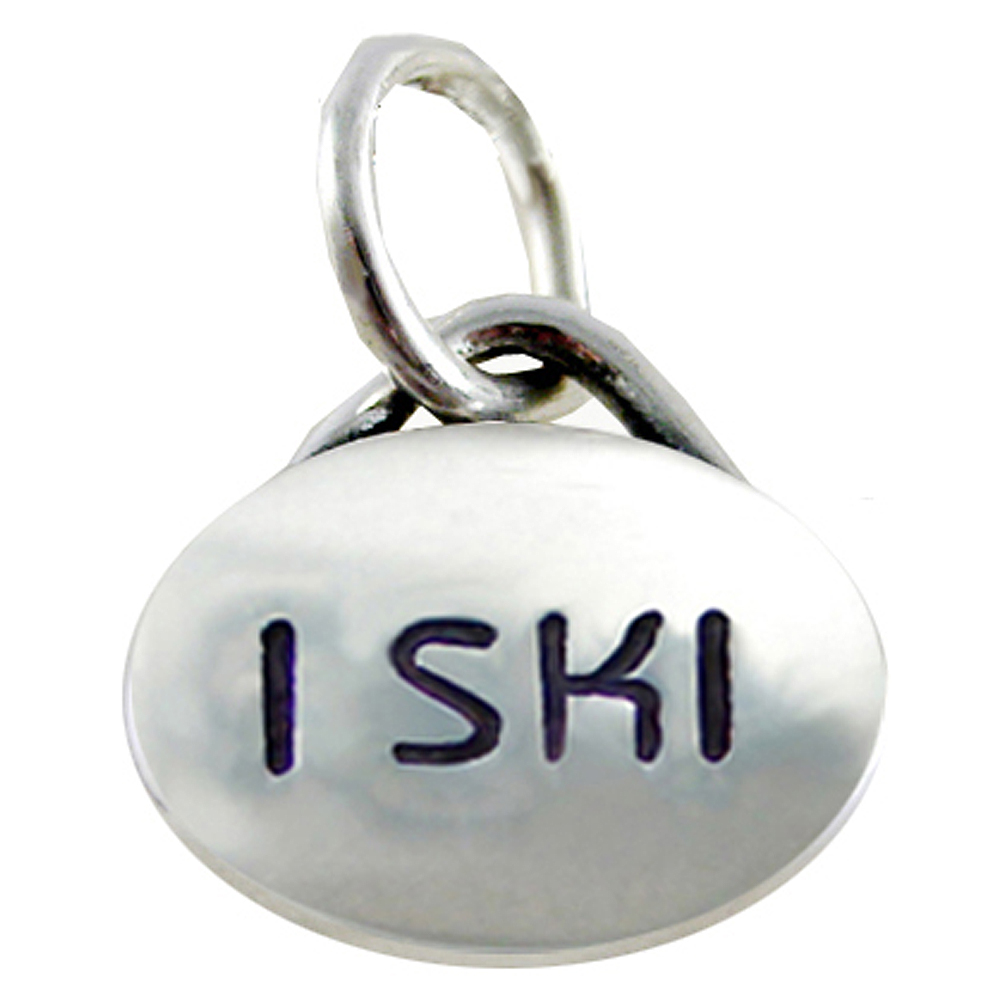 Sterling Silver I Ski Message Word Charm