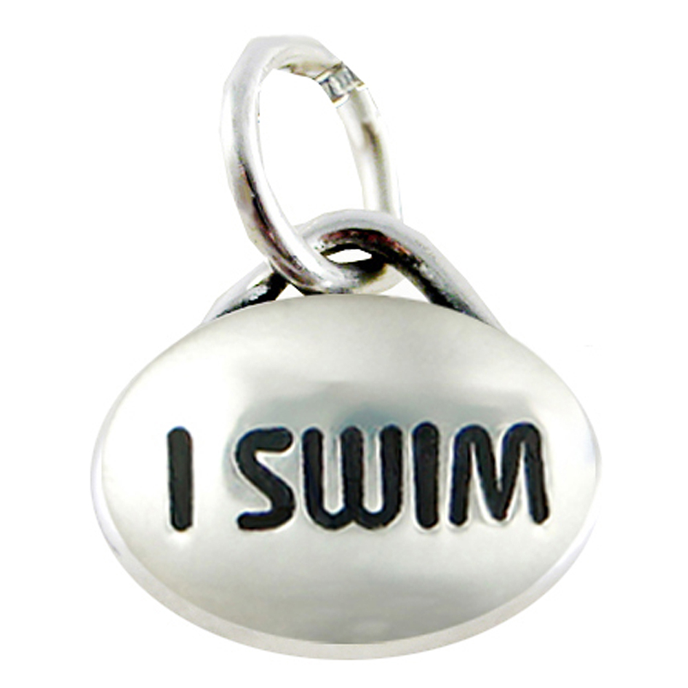 Sterling Silver I Swim Message Word Charm
