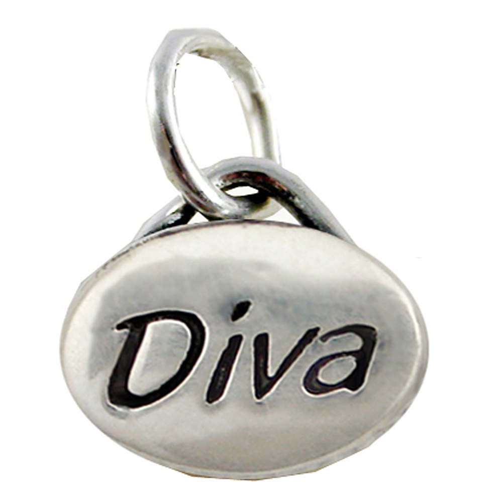 Sterling Silver Diva Message Word Charm