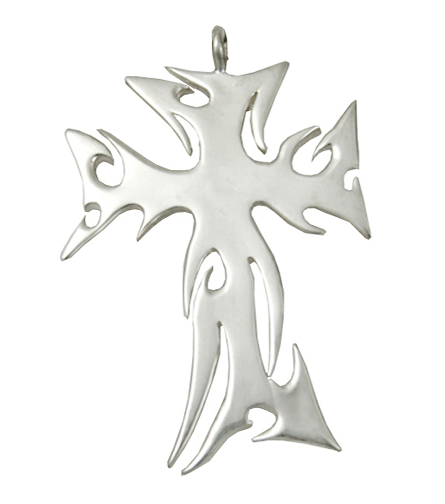 Sterling Silver Large Tribal Cross Pendant