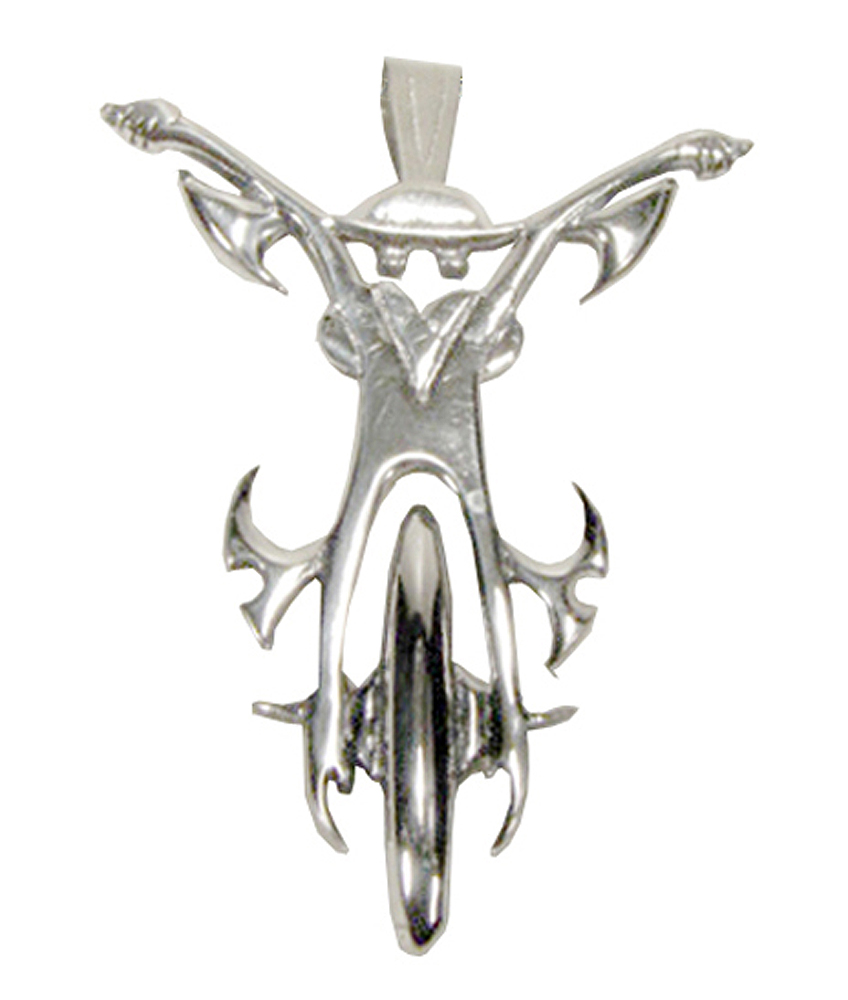 Sterling Silver Female Biker Pendant