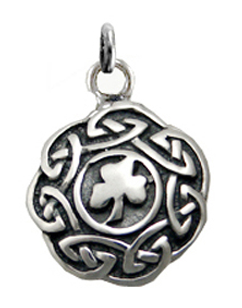 Sterling Silver Circle Celtic Knot Irish Lucky Shamrock Charm
