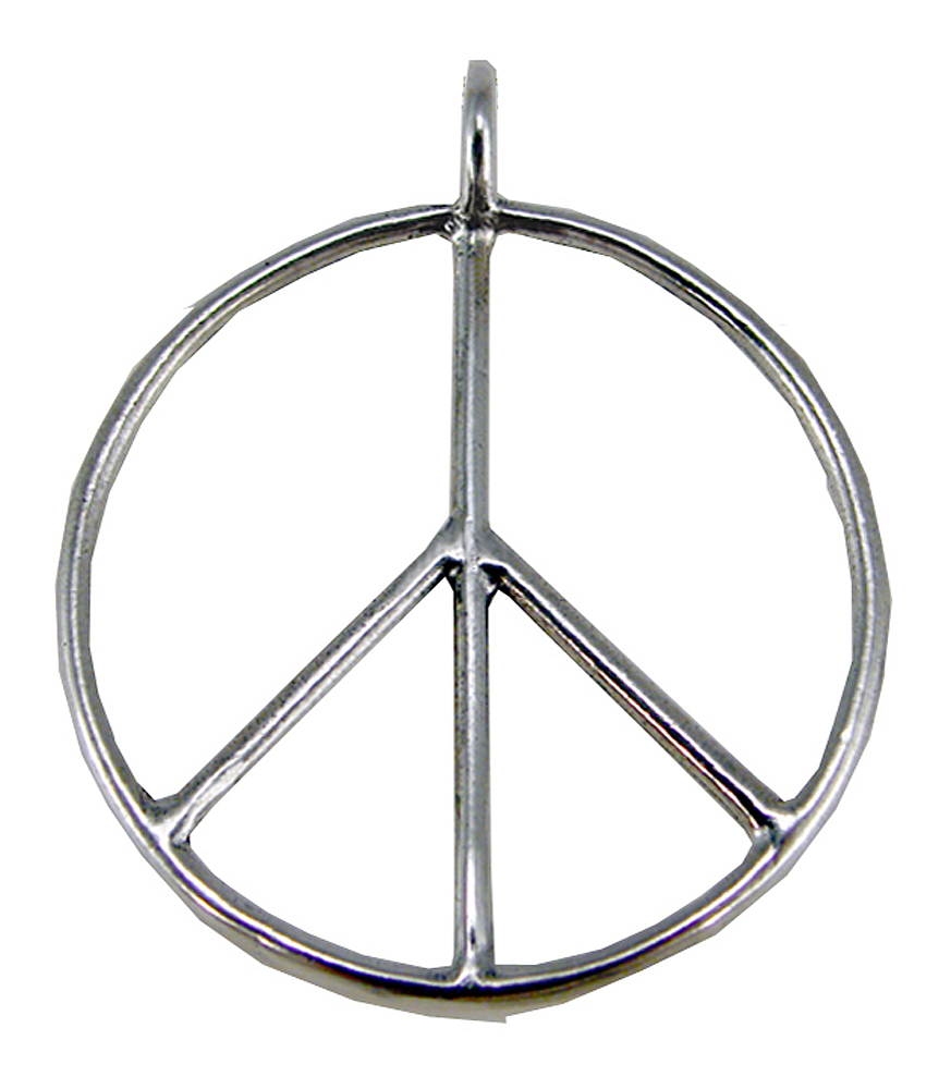 Sterling Silver Very Large Peace Sign Symbol Pendant