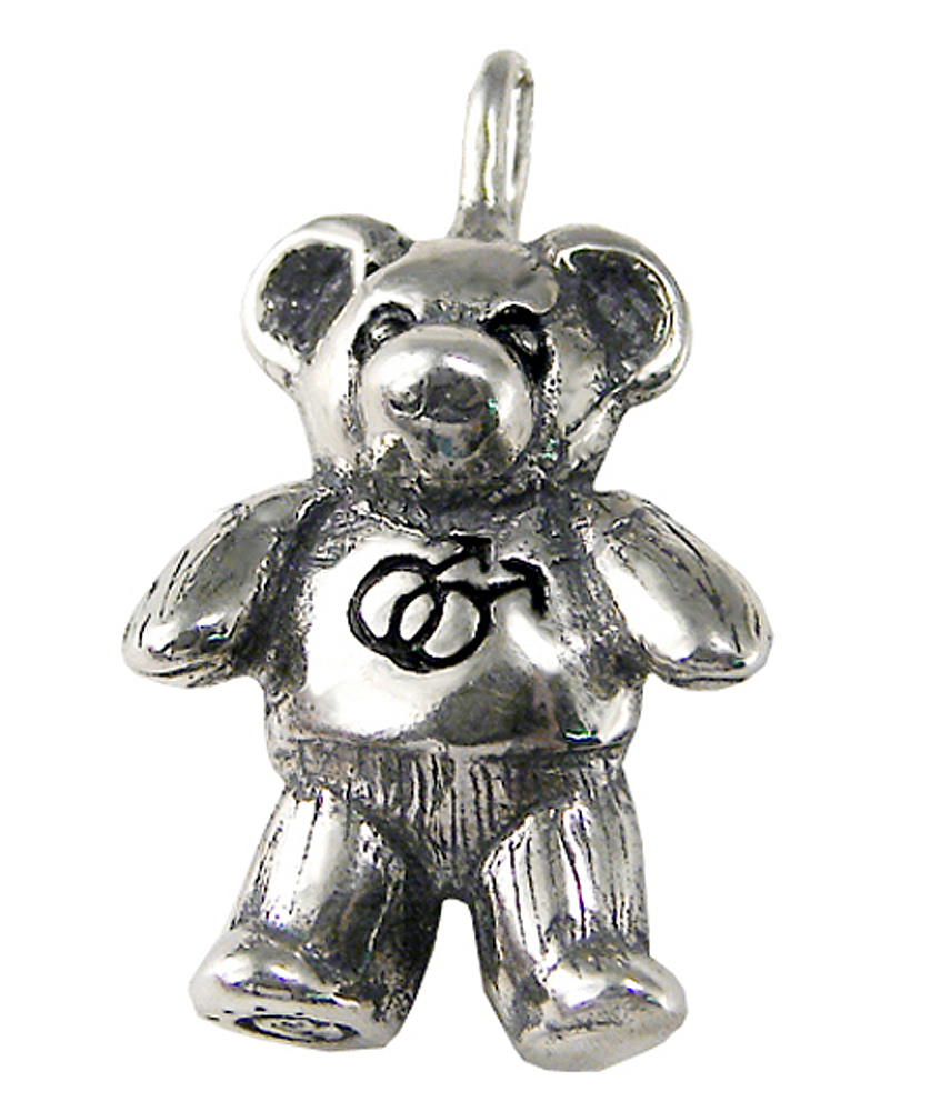 Sterling Silver Gay Teddy Bear Pendant