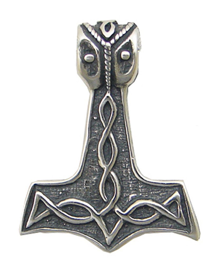 Sterling Silver Rope Pattern Thor's Hammer Pendant