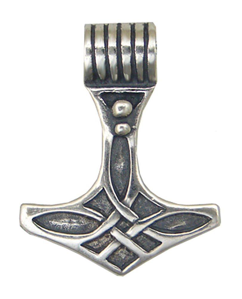 Sterling Silver Celtic Weave Thor's Hammer Pendant