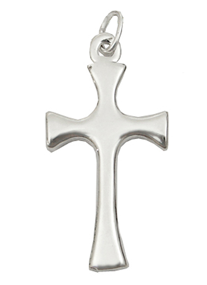 Sterling Silver Plain Smooth Cross Charm
