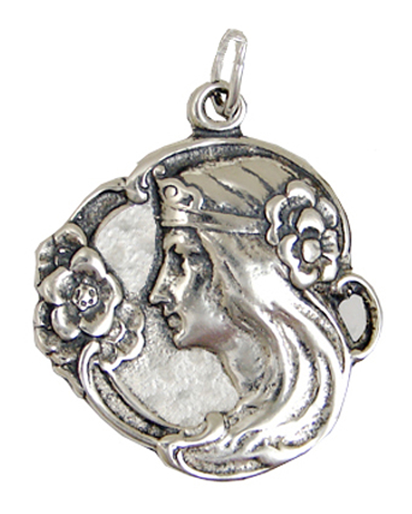 Sterling Silver Woman Smelling Flowers Charm