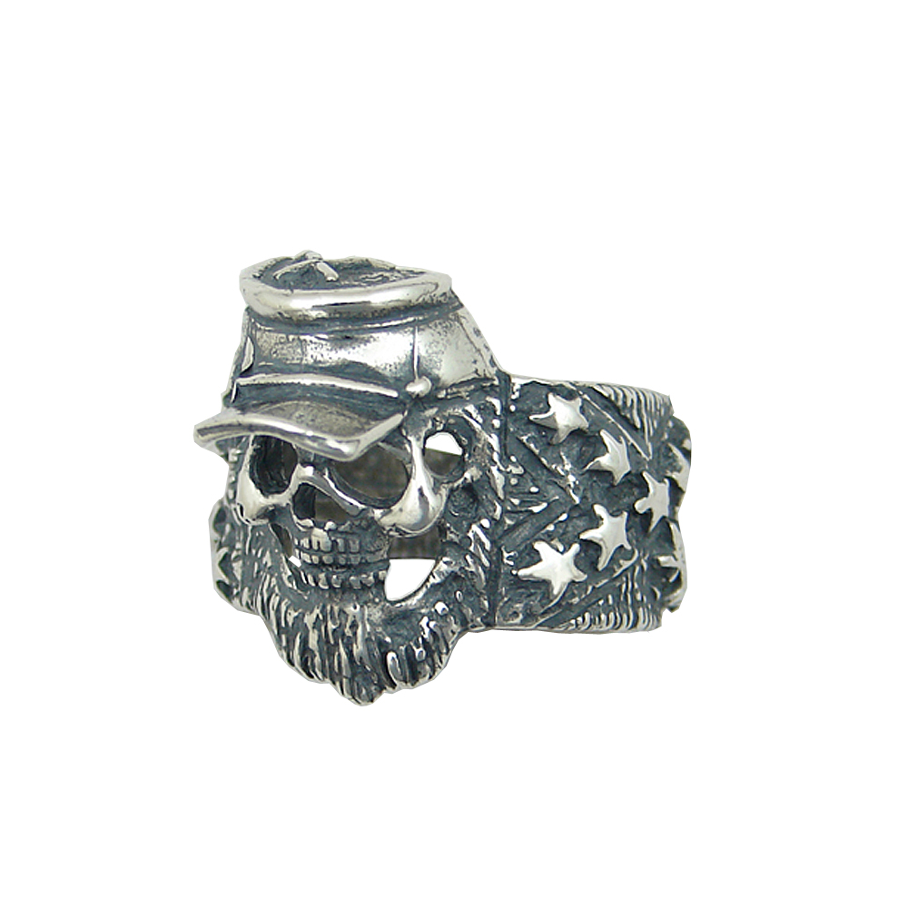 Sterling Silver Confederate Skull Ring Size 12