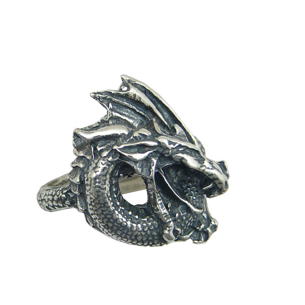 Sterling Silver Heavyweight Dragon Ring Size 9