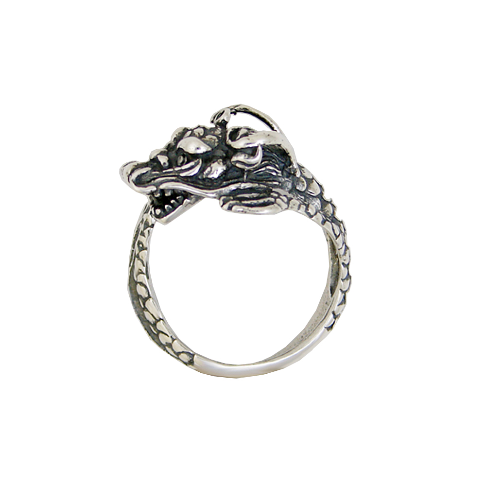 Sterling Silver Detailed Chinese Dragon Ring Size 9