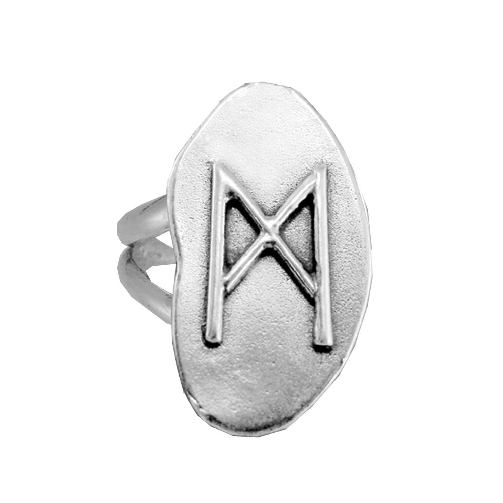 Sterling Silver Symbol For Cooperation Runic Ring Size 8