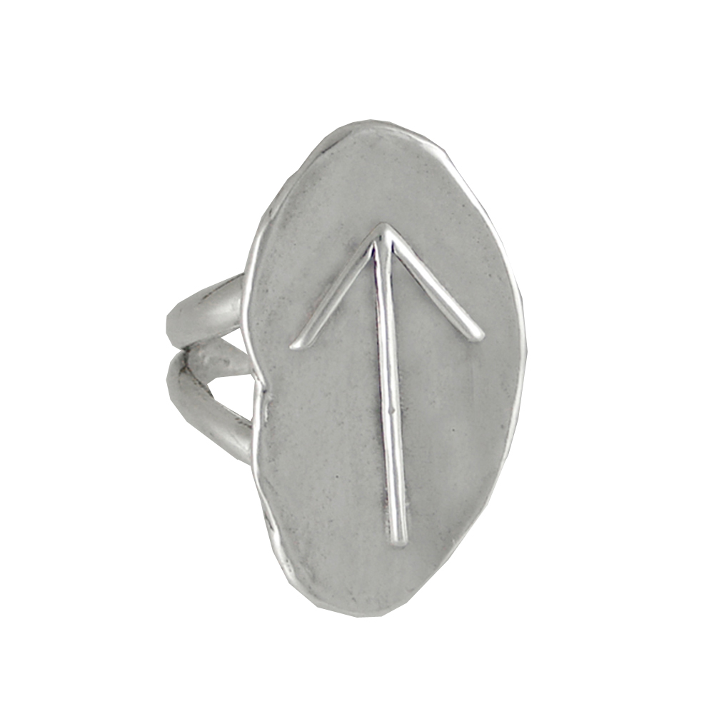 Sterling Silver Symbol For Great Victory Runic Ring Size 6