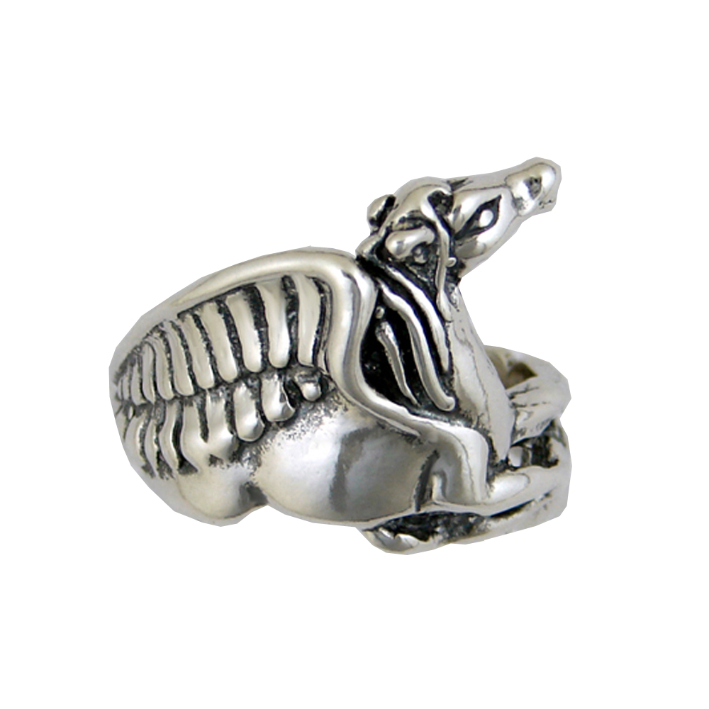 Sterling Silver Winged Horse Pegasus Ring Size 7