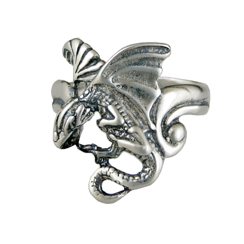 Sterling Silver Dragon Ring Size 12