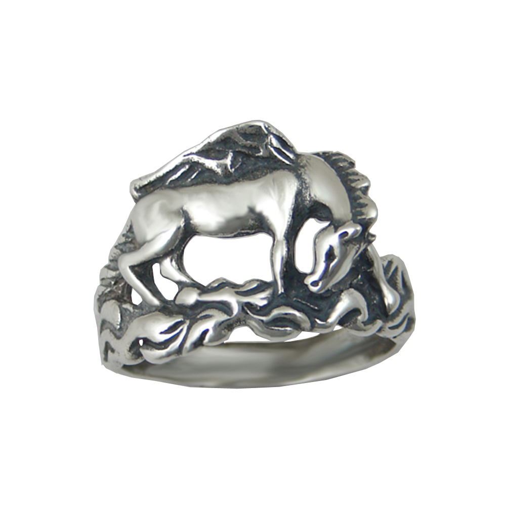 Sterling Silver Winged Horse Pegasus Ring Size 8