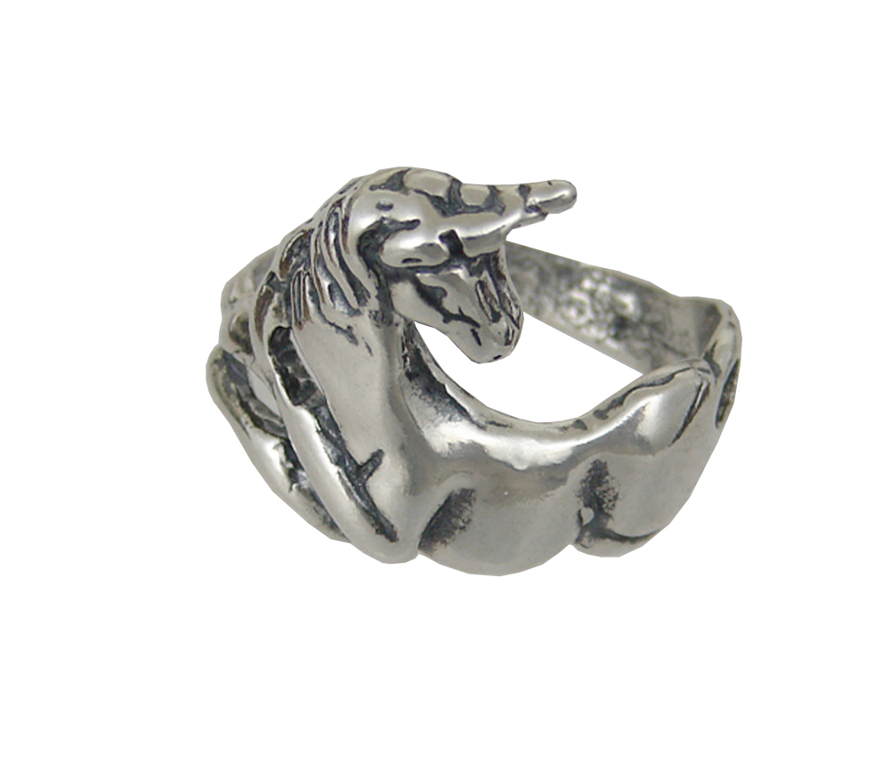 Sterling Silver Gentle Unicorn Ring Size 10
