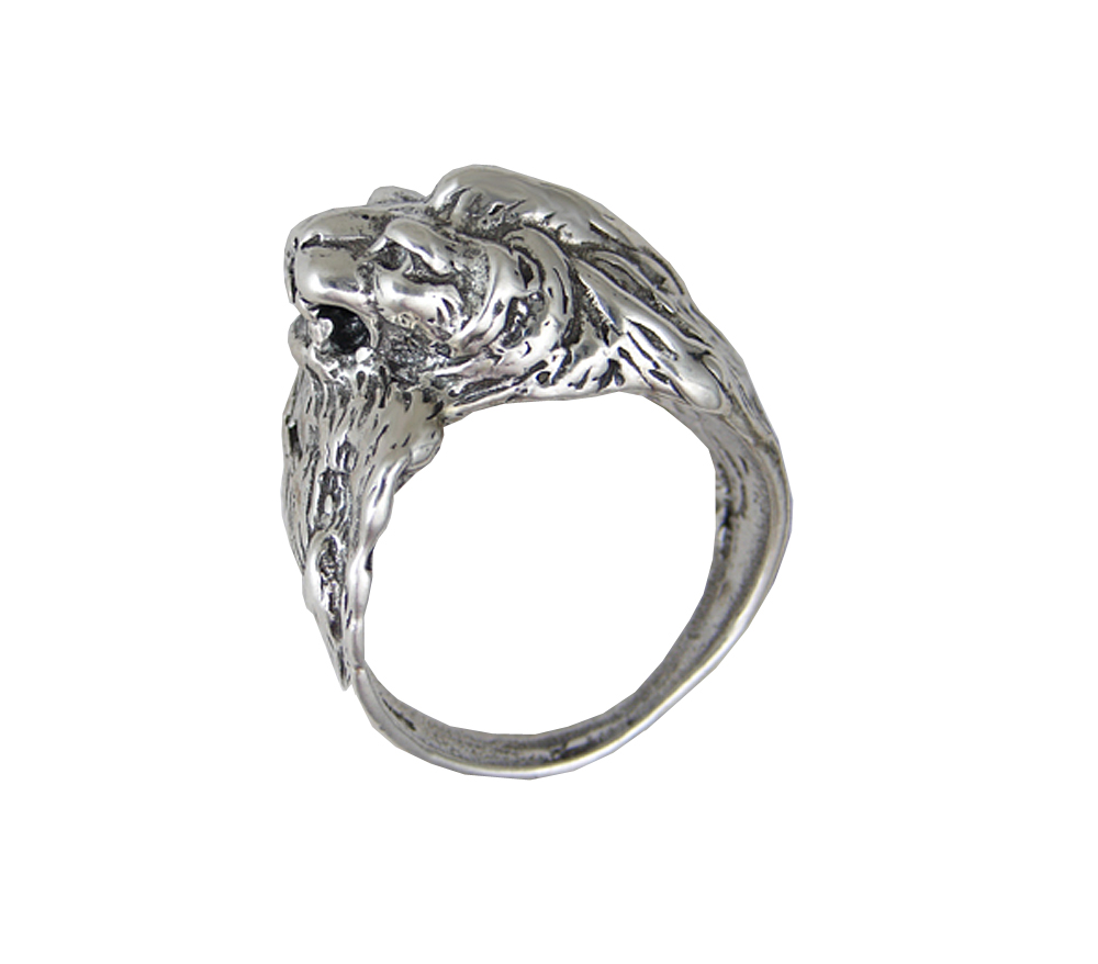 Sterling Silver Leo Lion Head Ring Size 11