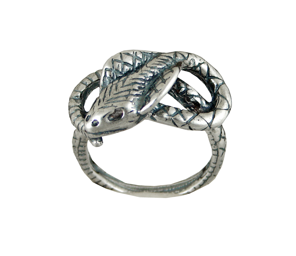 Sterling Silver Striking Cobra Snake Ring Size 8