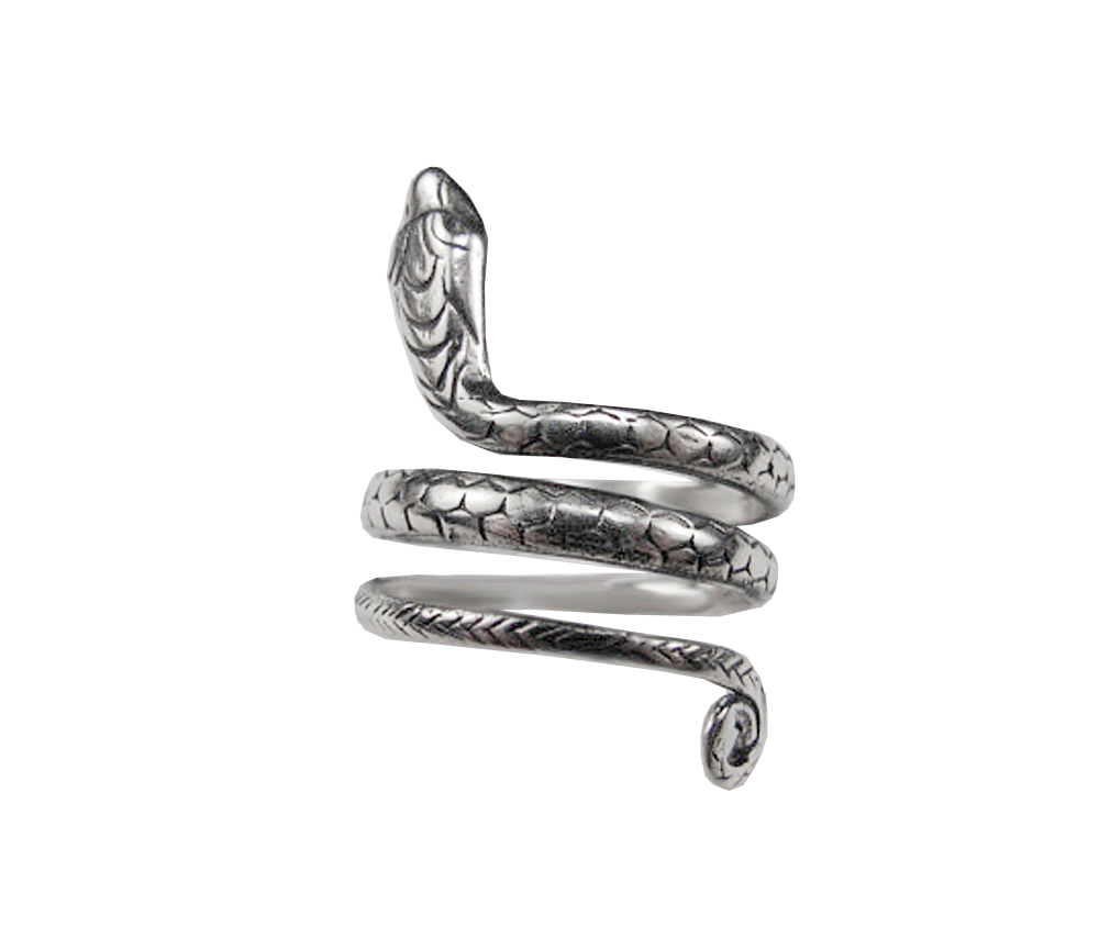 Sterling Silver Adjustable Coiled Serpent Snake Ring Size 7