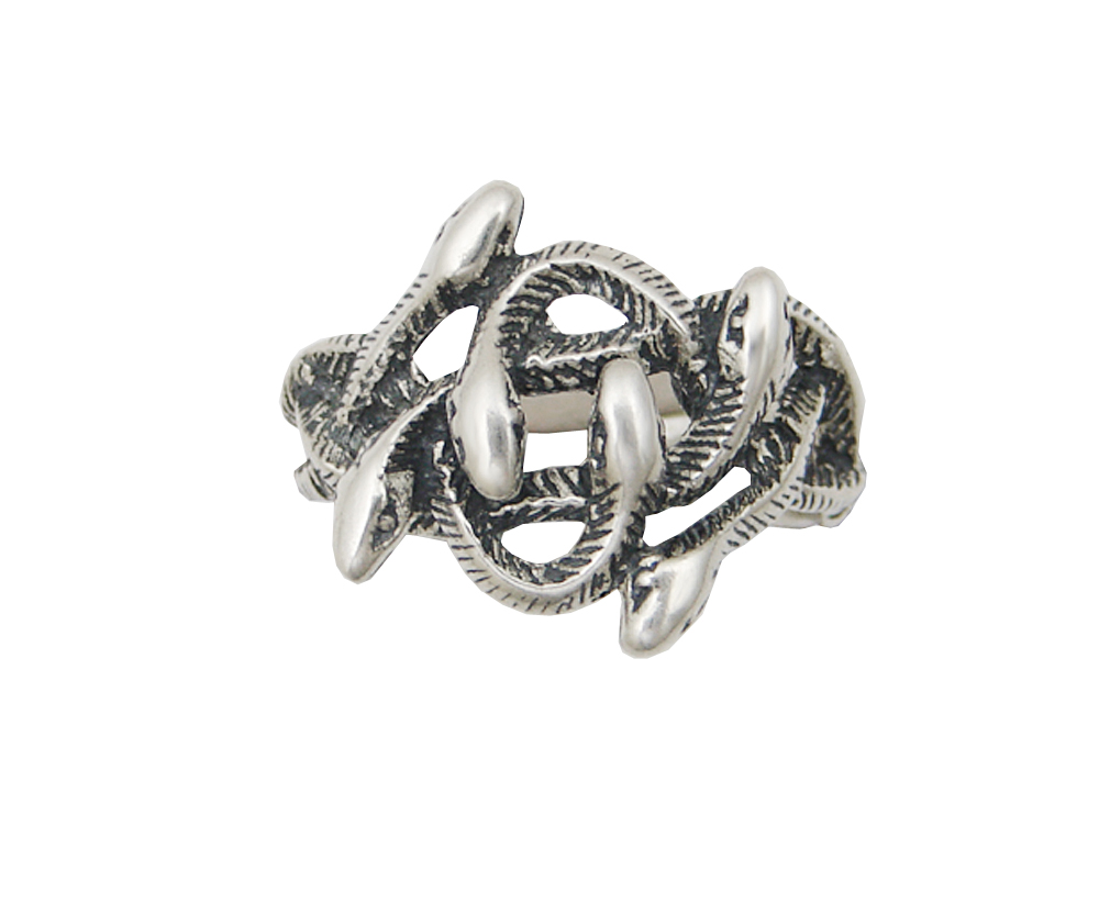 Sterling Silver Den Pit Nest of Snake Serpent Vipers Ring Size 5