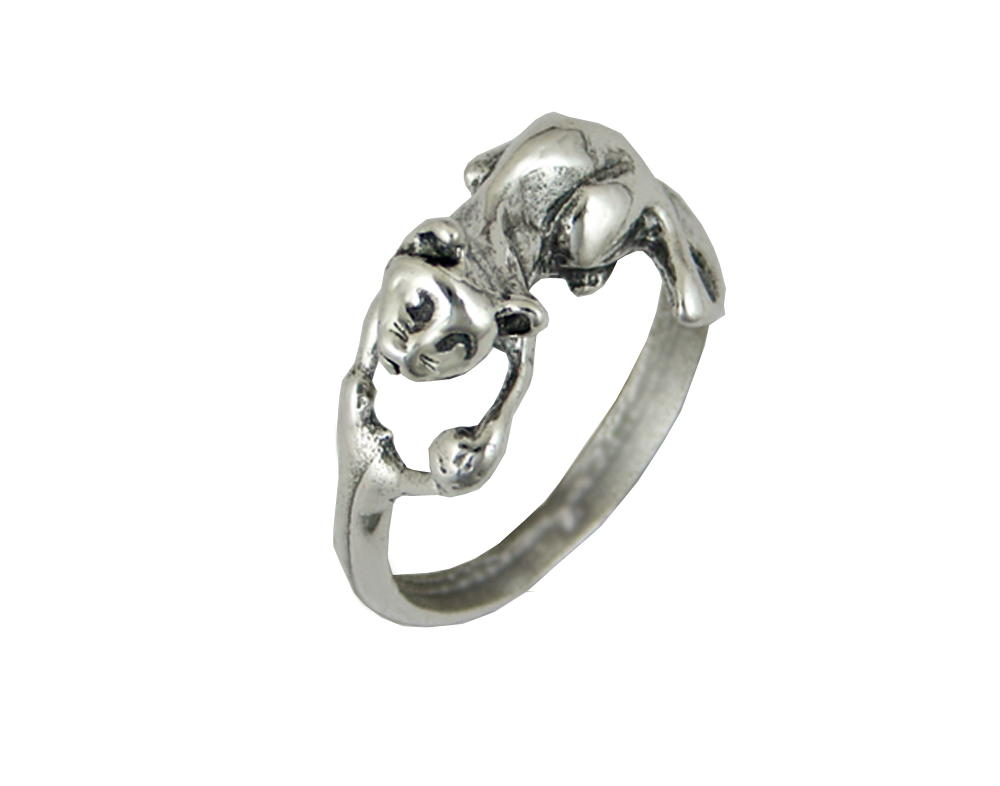 Sterling Silver Playful Kitten Ring Size 9