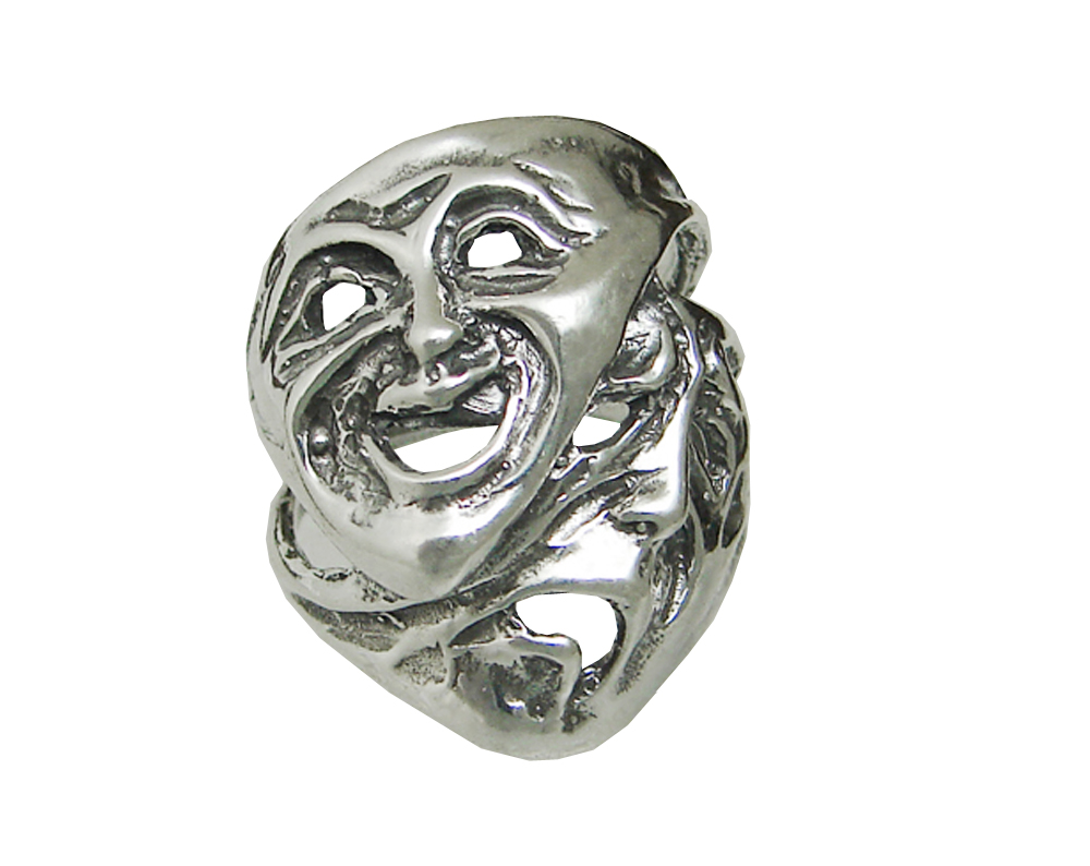 Sterling Silver Unusual Comedy And Tragedy Ring Size 9