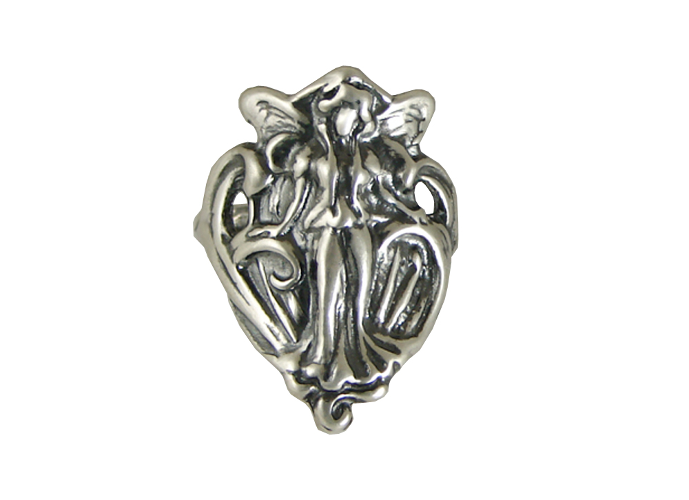 Sterling Silver Art Nouveau Fairy Ring Size 6