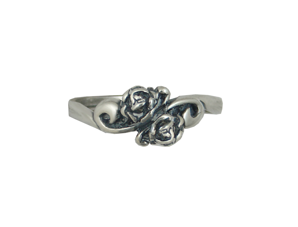 Sterling Silver Double Rose Ring For Eternal Love Size 4