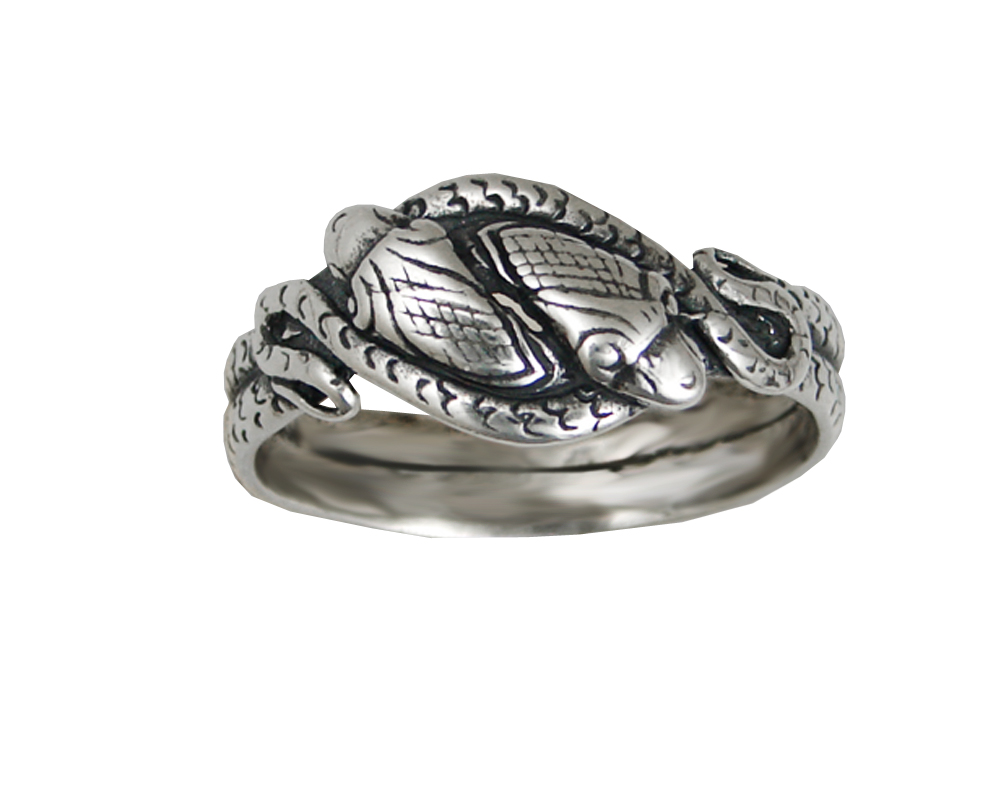 Sterling Silver Pair of Snakes Ring Size 5