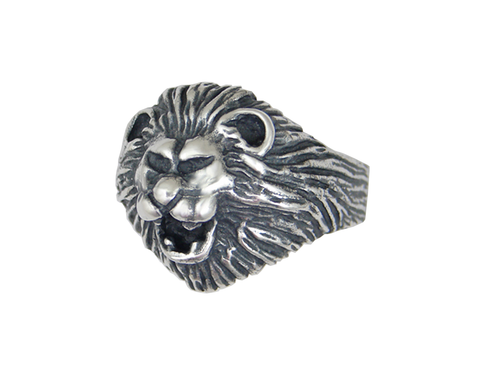 Sterling Silver Lion Head Ring Size 12