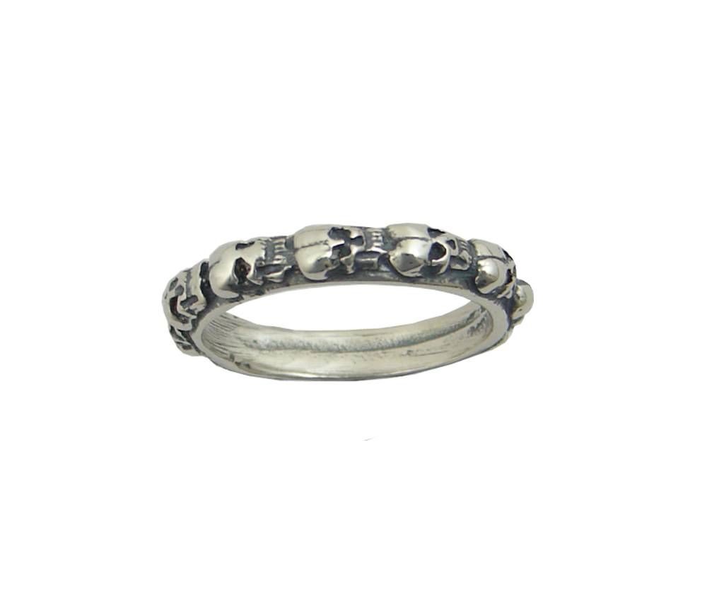 Sterling Silver Skull Band Ring Size 9