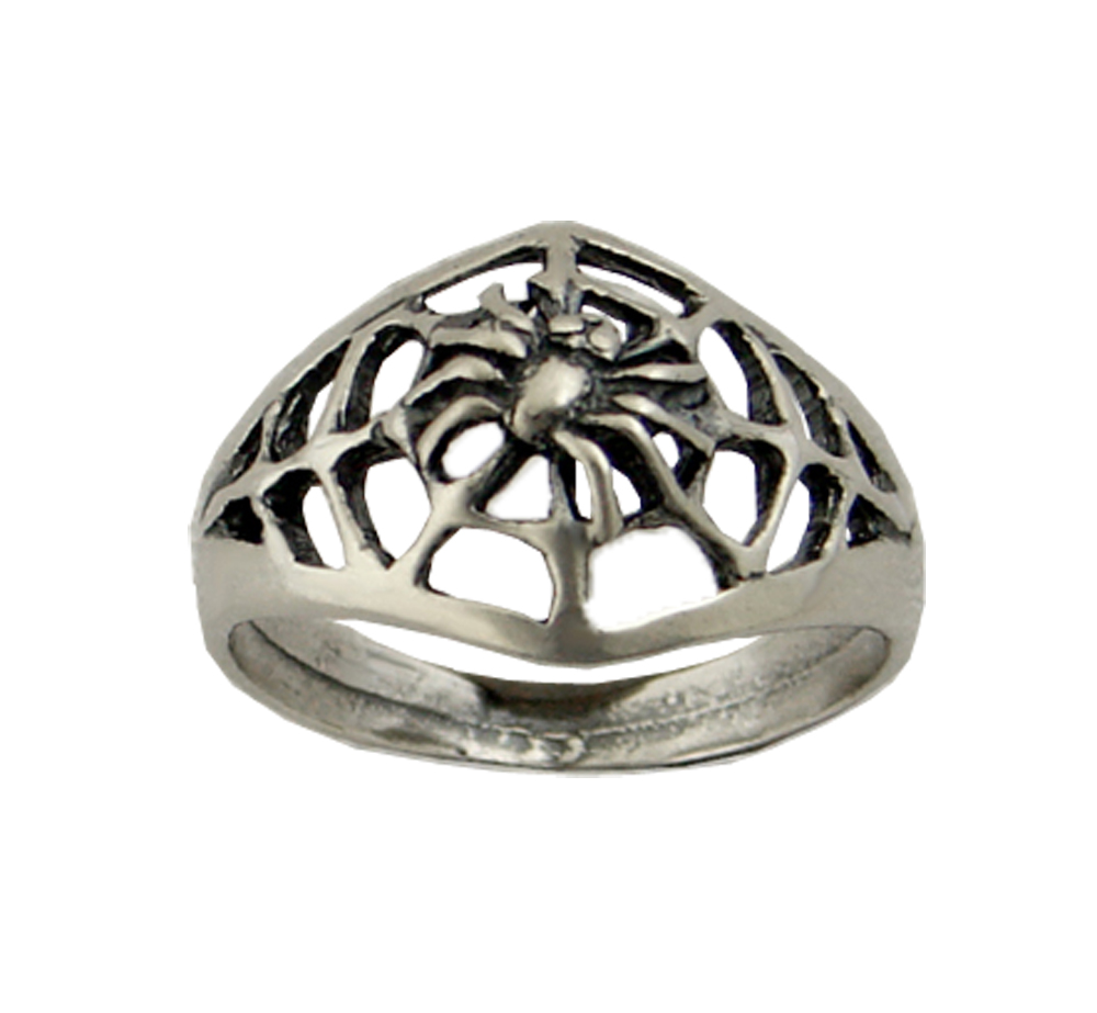 Sterling Silver Spider And Web Ring Size 12