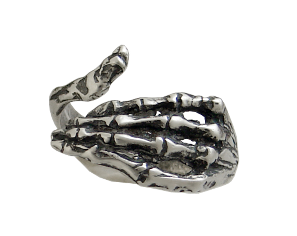 Sterling Silver Adjustable Skeleton Hand Ring Size 6