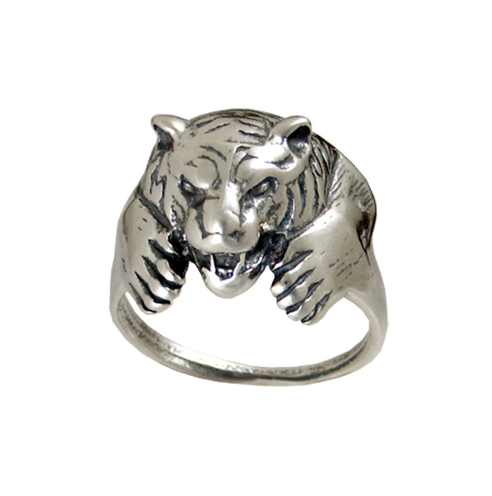 Sterling Silver Tiger Ring Size 12