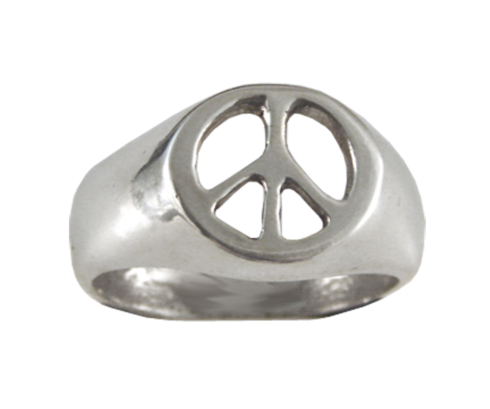 Sterling Silver Peace Sign Symbol Ring Size 6