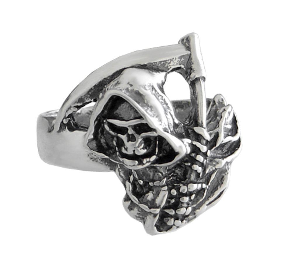 Sterling Silver Death Grim Reaper Ring Size 7