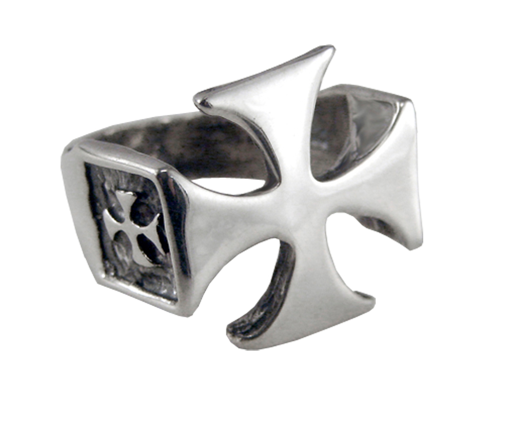 Sterling Silver Heavyweight Iron Cross Ring Size 6