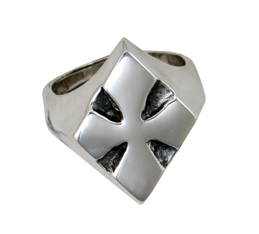 Sterling Silver Heavyweight Medieval Cross Ring Size 13