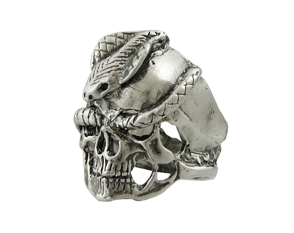 Sterling Silver Skull With Snakes Ring Size 12