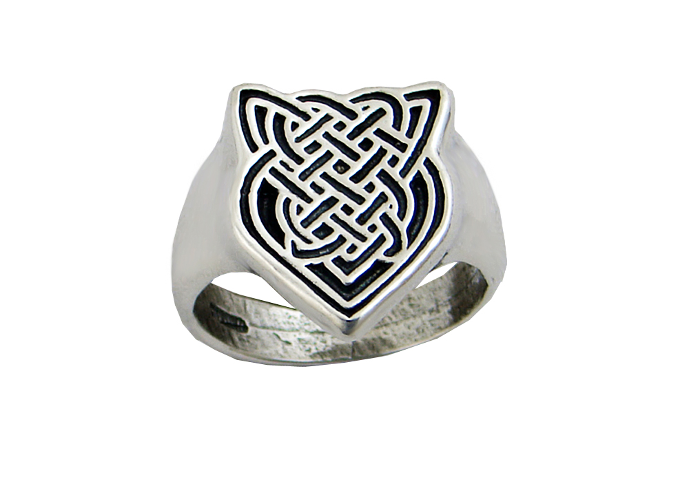 Sterling Silver Celtic Shield Ring Size 10