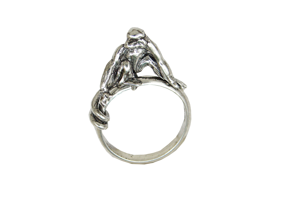 Sterling Silver Moveable Monkey Ring Size 9