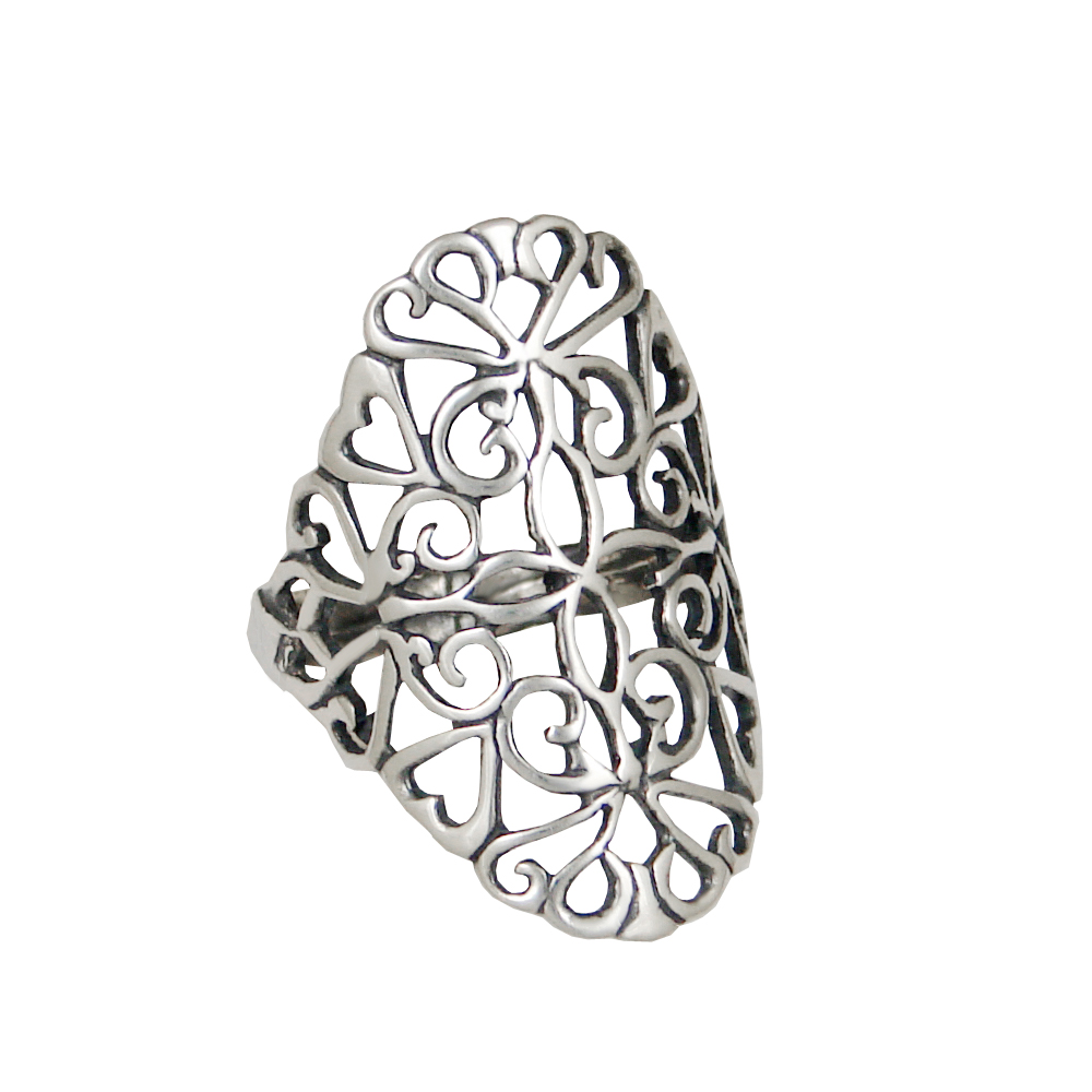 Sterling Silver Filigree Ring Size 9