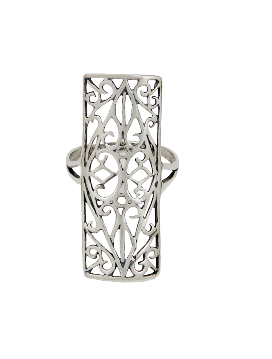 Sterling Silver Filigree Ring Size 9