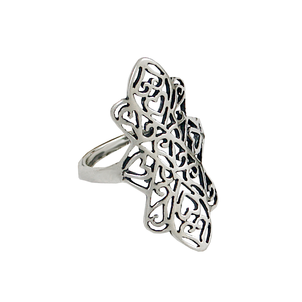 Sterling Silver Filigree Ring Size 9