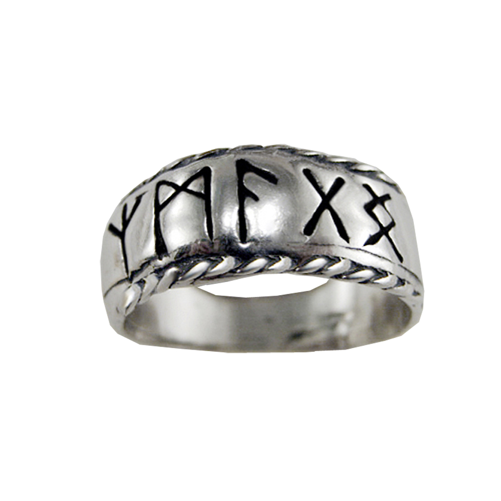 Sterling Silver Unisex Runescript Band Ring for Friendship Size 10
