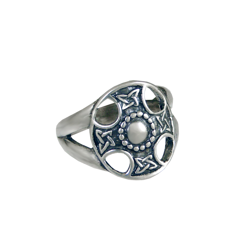 Sterling Silver Celtic Solar Cross Ring Size 11